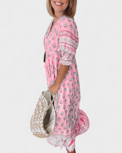 Boho-Look Jurk Met Knoopjes