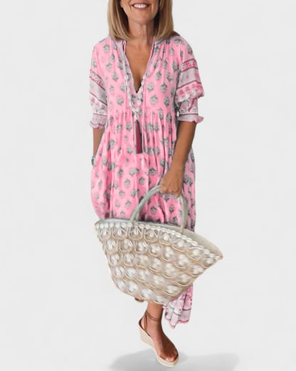 Boho-Look Jurk Met Knoopjes