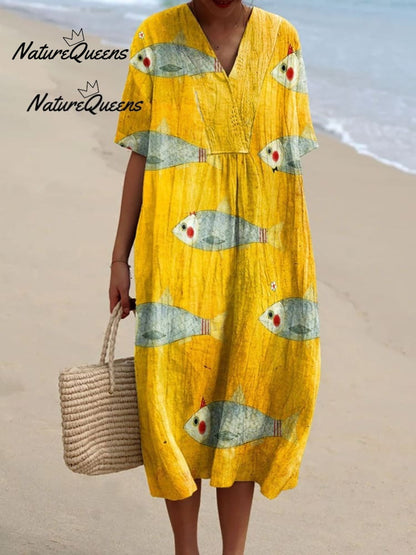 Visprint Linnen Zakjesrok