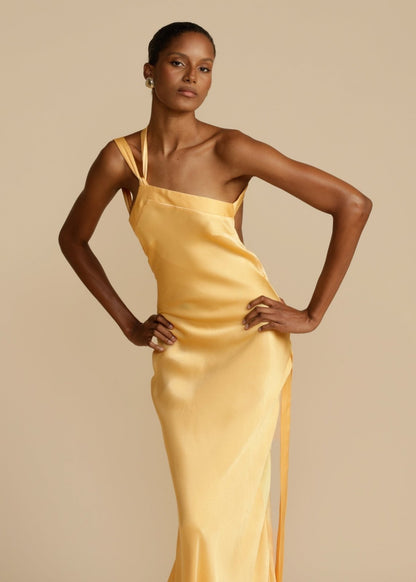 Zijde Elegante Bandjes Maxi-jurk